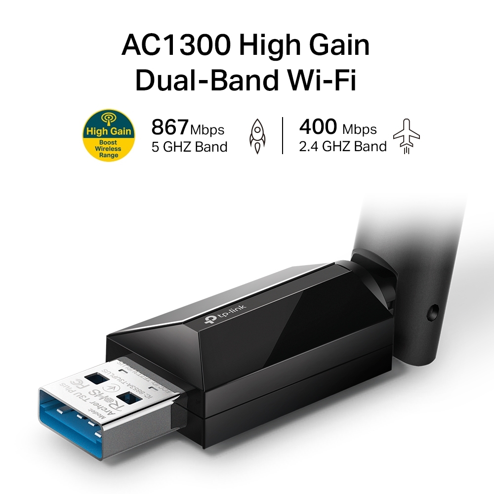 TP-LINK AC1300 High Gain Wireless Dual Band USB Adapter (Archer T3U Plus) - source for WiFi products at best in - wifi-stock.com