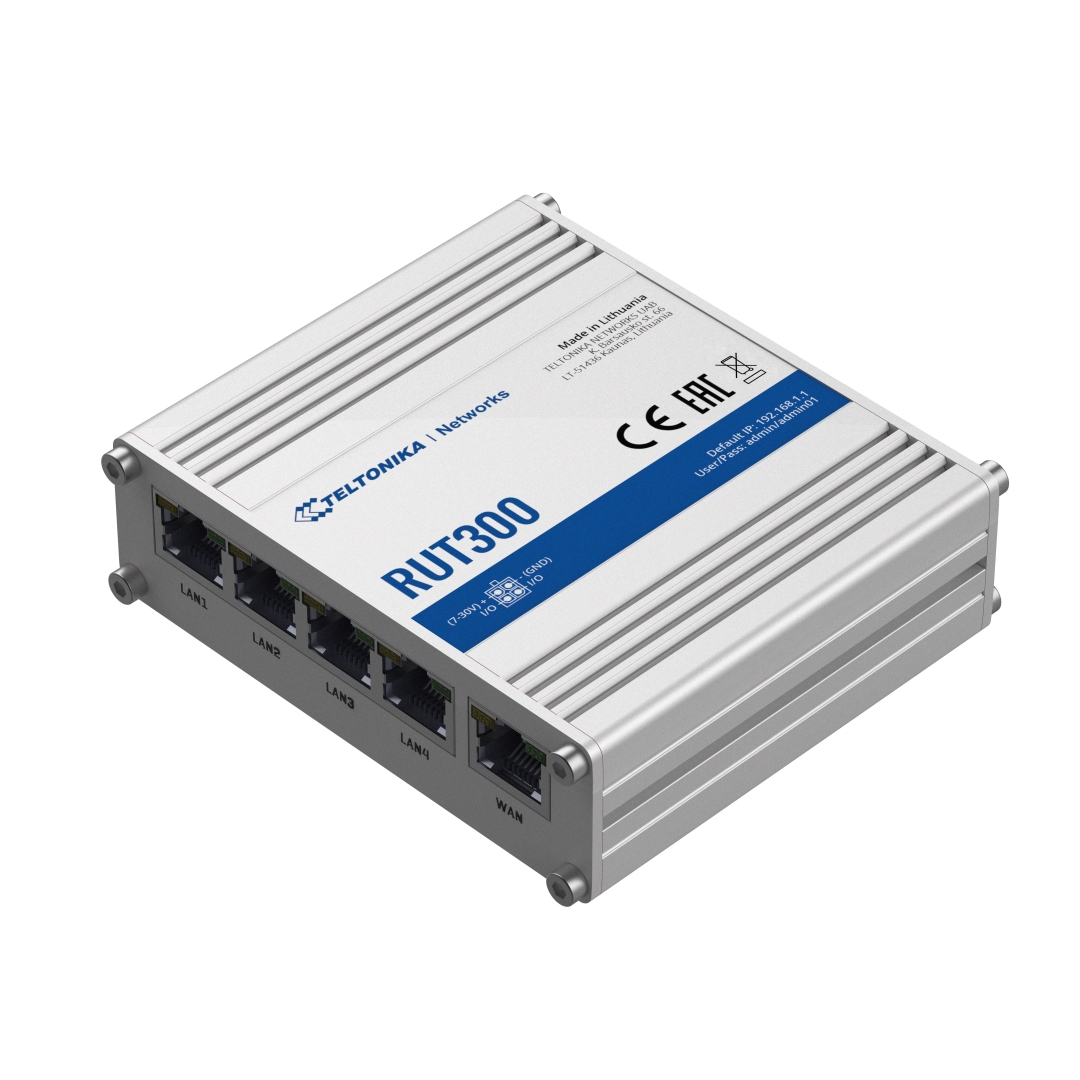 RUT300  Routeur Ethernet industriel : 5x Ethernet 10/100 / 2x  entrées/sorties digitales / USB