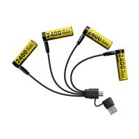 NITECORE 2400mAh USB-C Rechargeable AA Batteries with Charging Cable, 4 pack (NC-NH2400)